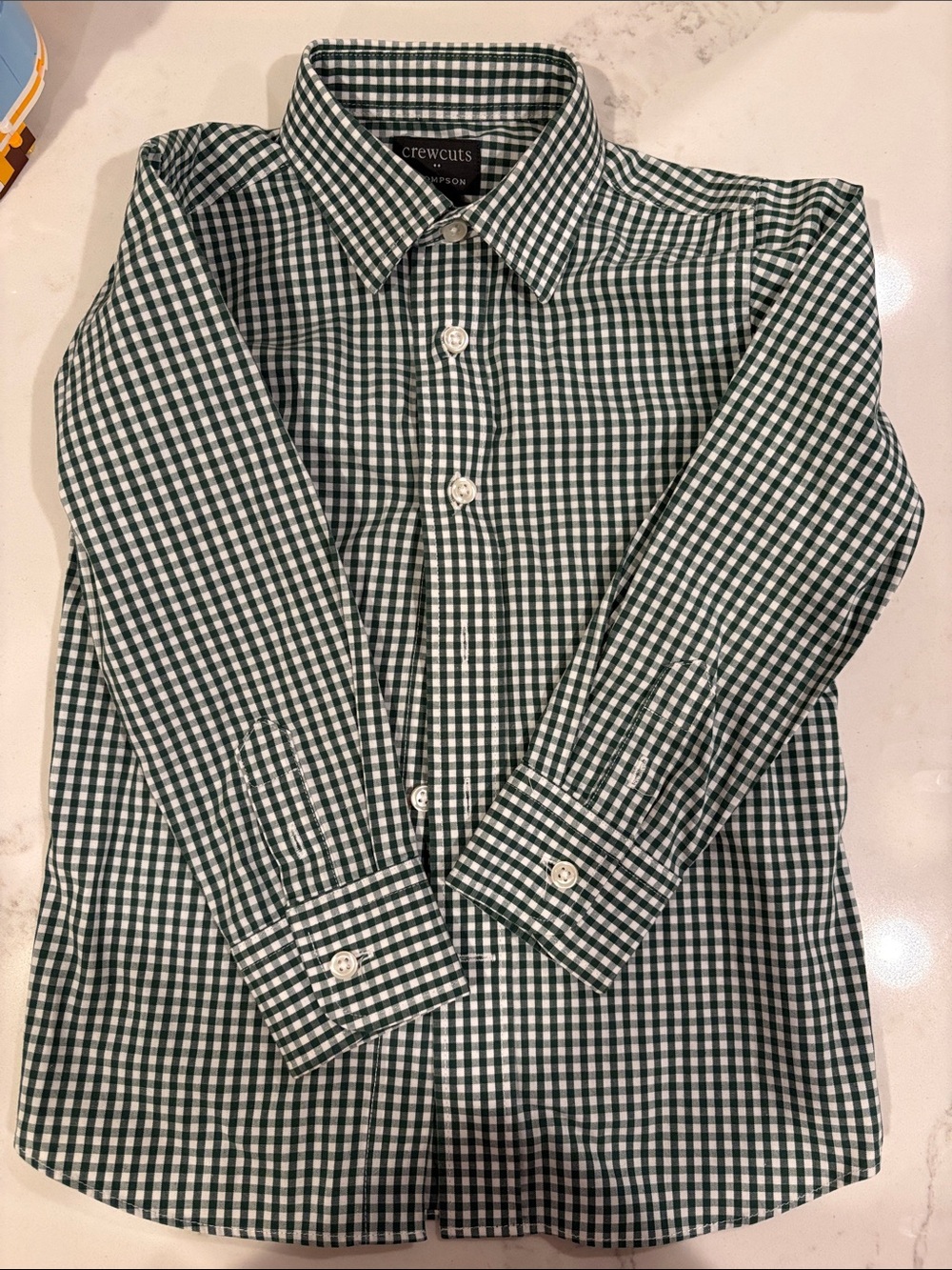 Crewcuts Green and White Gingham Button-Down Shirt